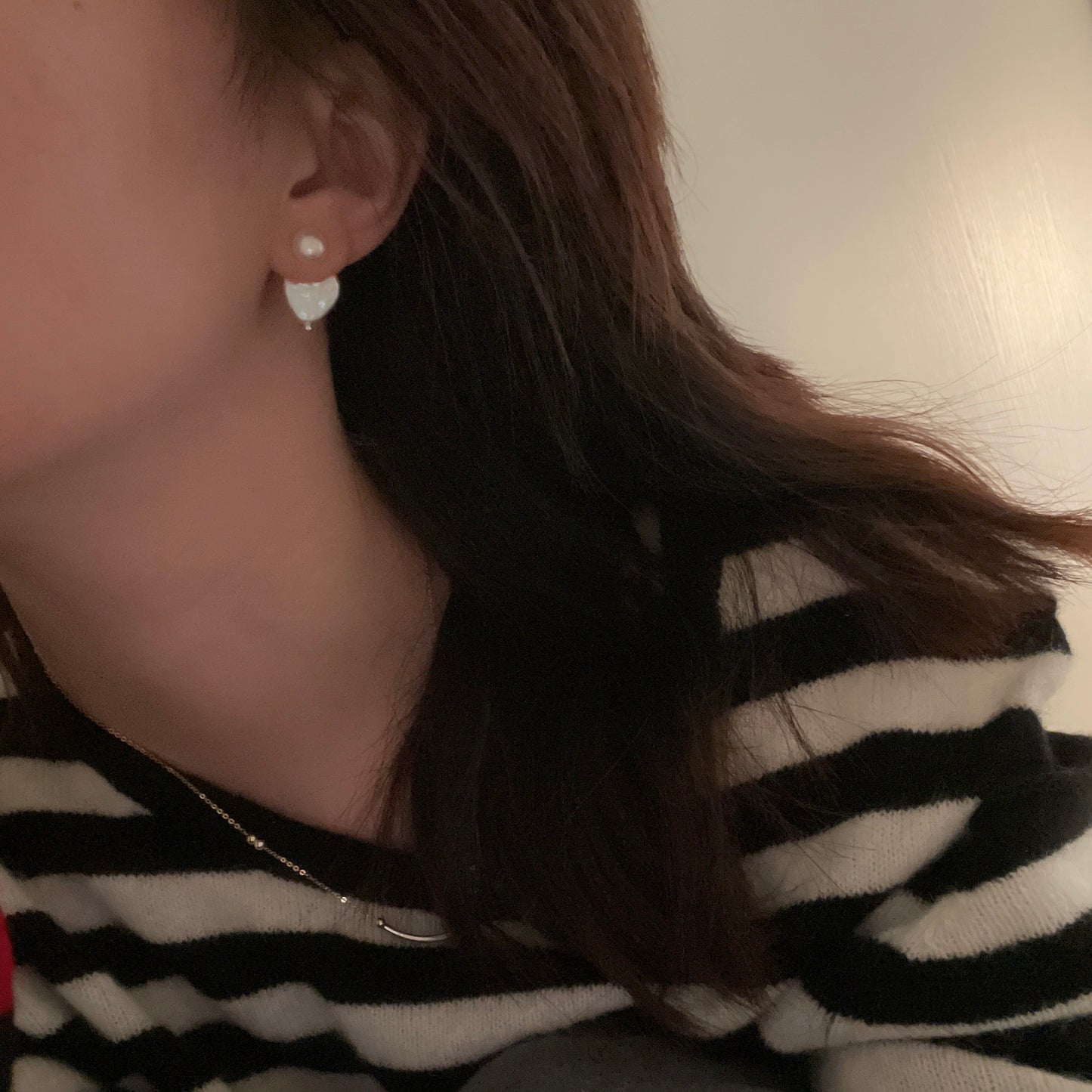 Baroque Heart Pearl Earrings Yellmok