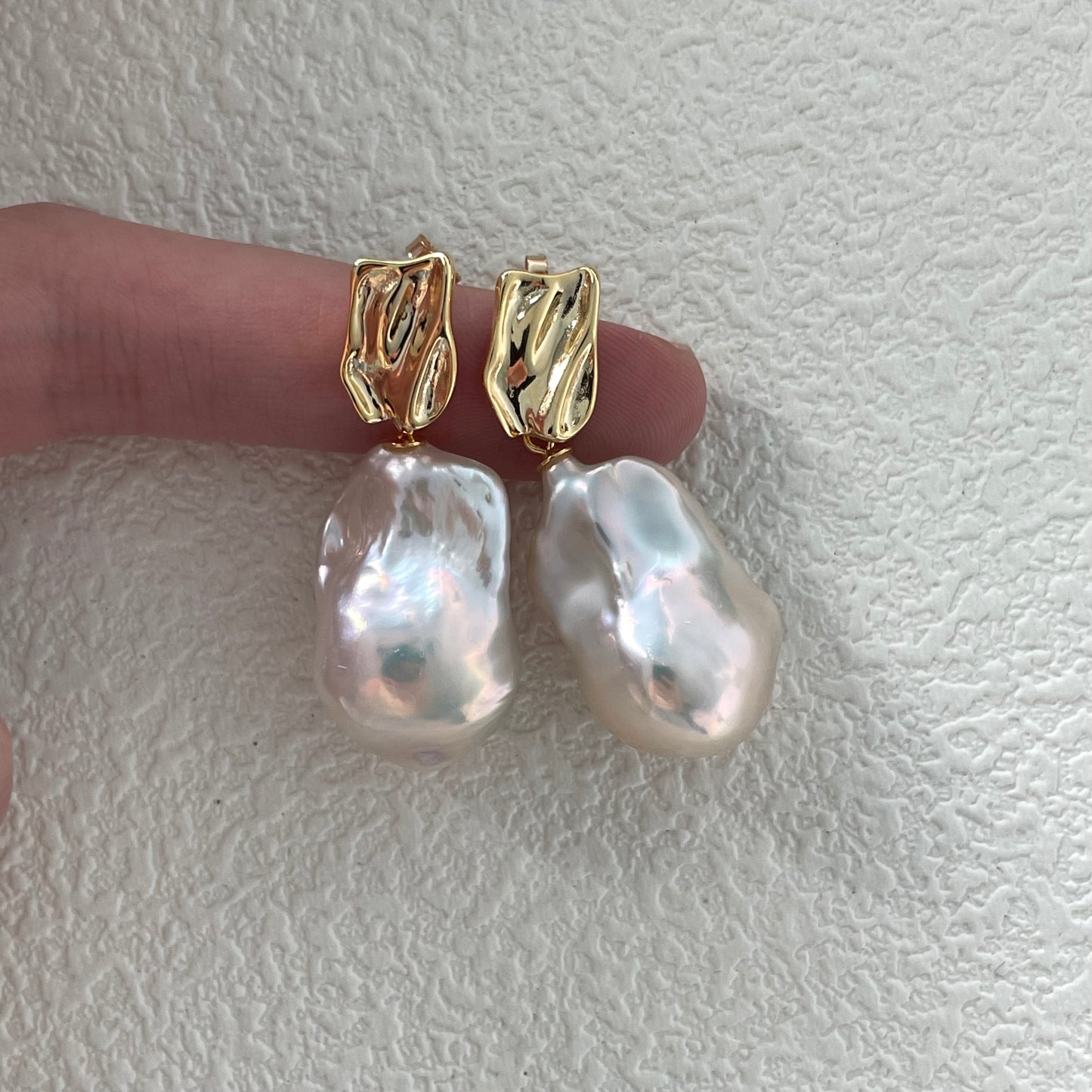 Natural Baroque Pearl Earrings |Gold Plated Accents| Elegant Earrings