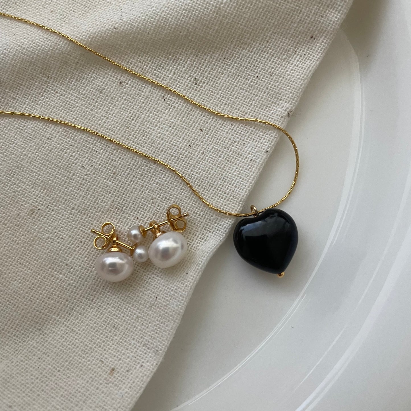 Black Agate Heart Necklace