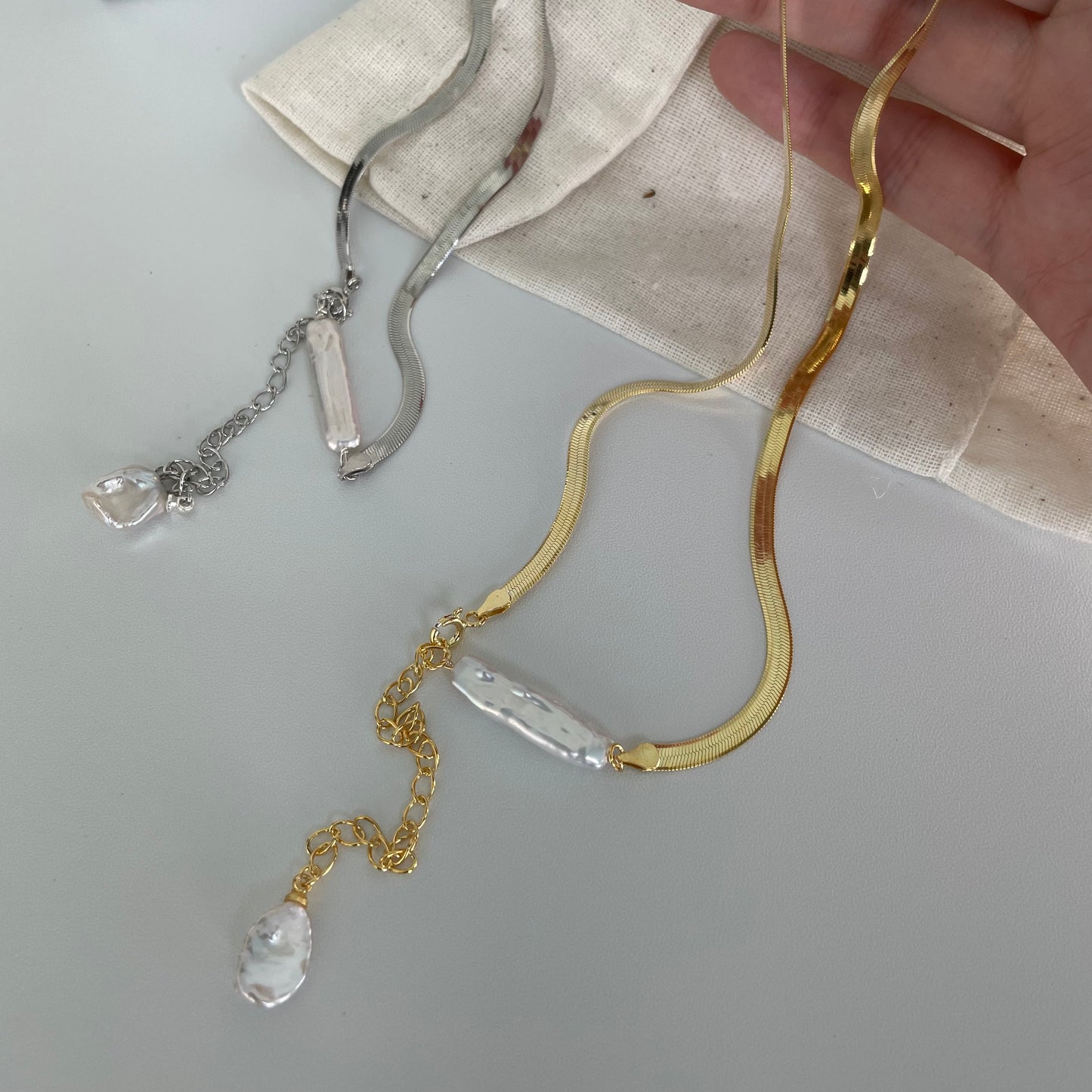 Herringbone Baroque Chain Necklace