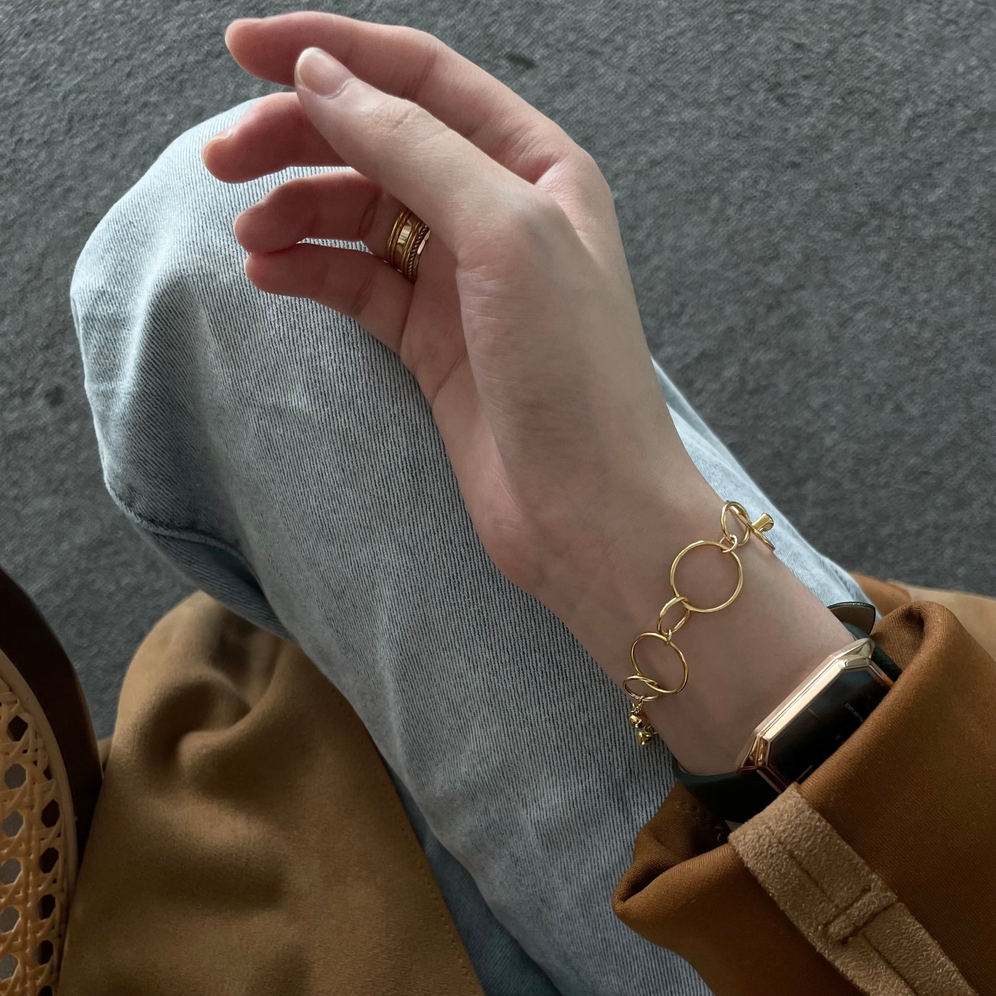 Geometric Ring & Heart Bracelet Yellmok