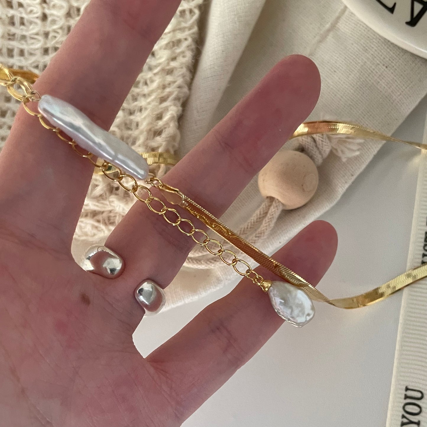 Herringbone Baroque Chain Necklace