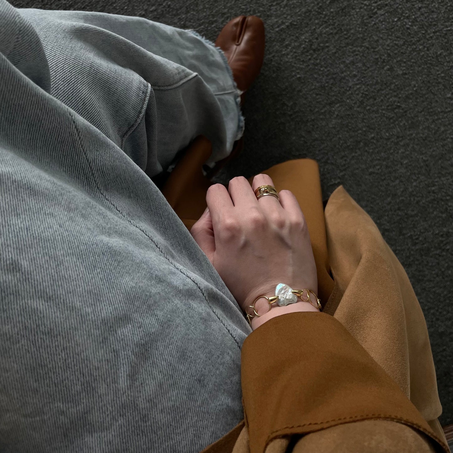 Geometric Ring & Heart Bracelet Yellmok