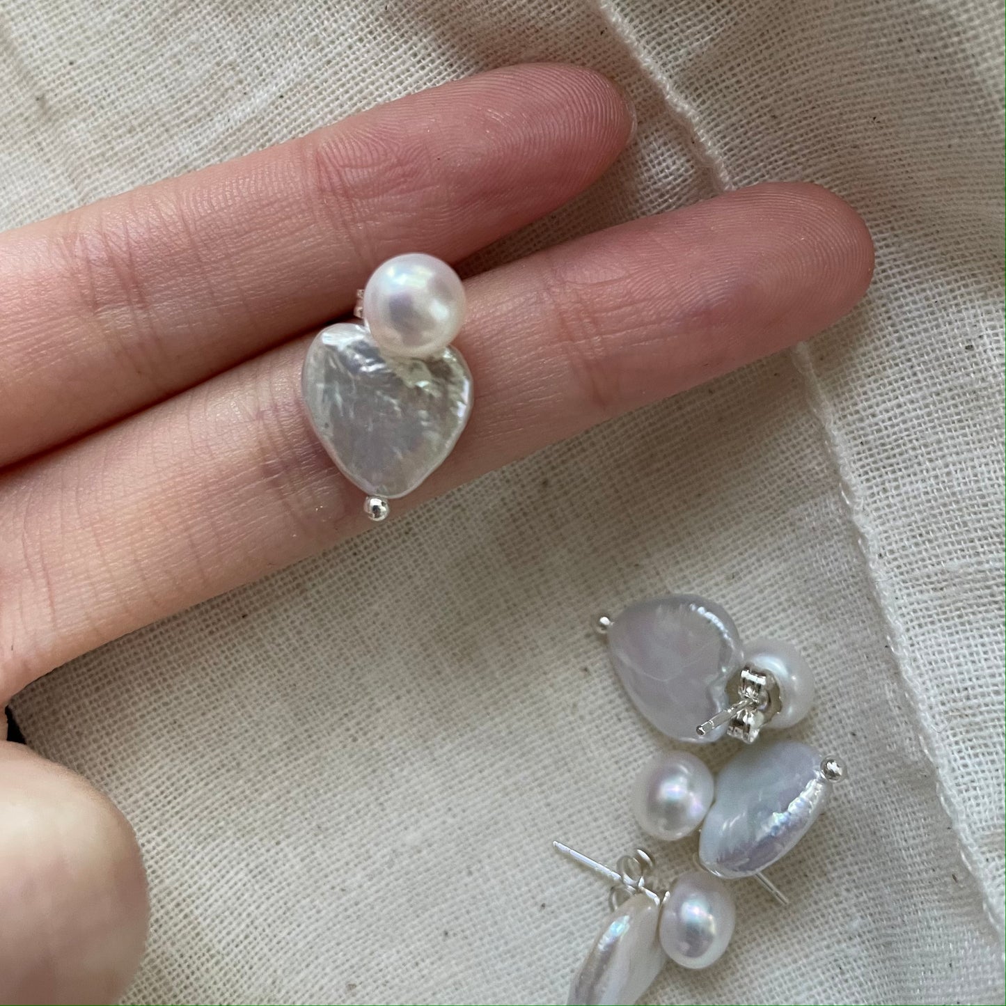 Baroque Heart Pearl Earrings Yellmok