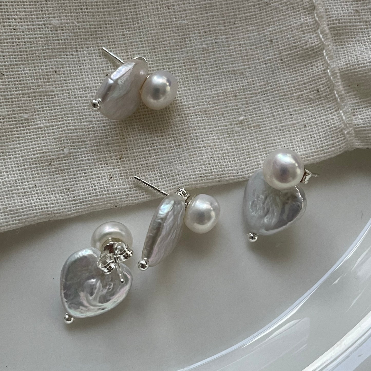 Baroque Heart Pearl Earrings Yellmok