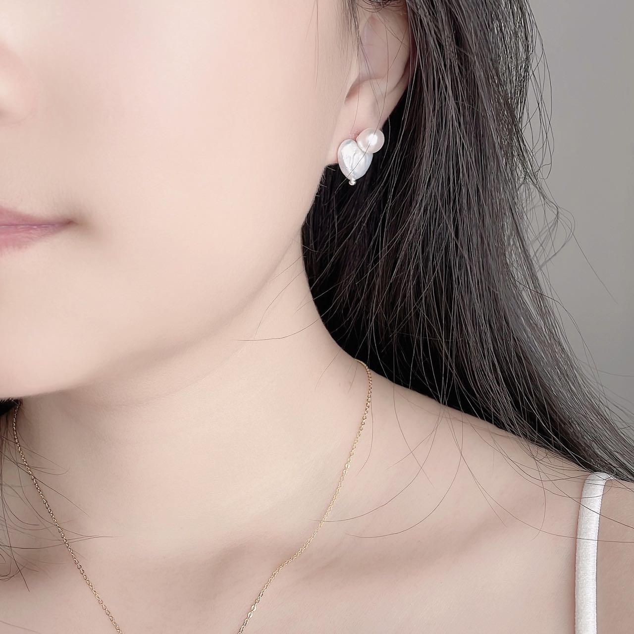 Baroque Heart Pearl Earrings Yellmok