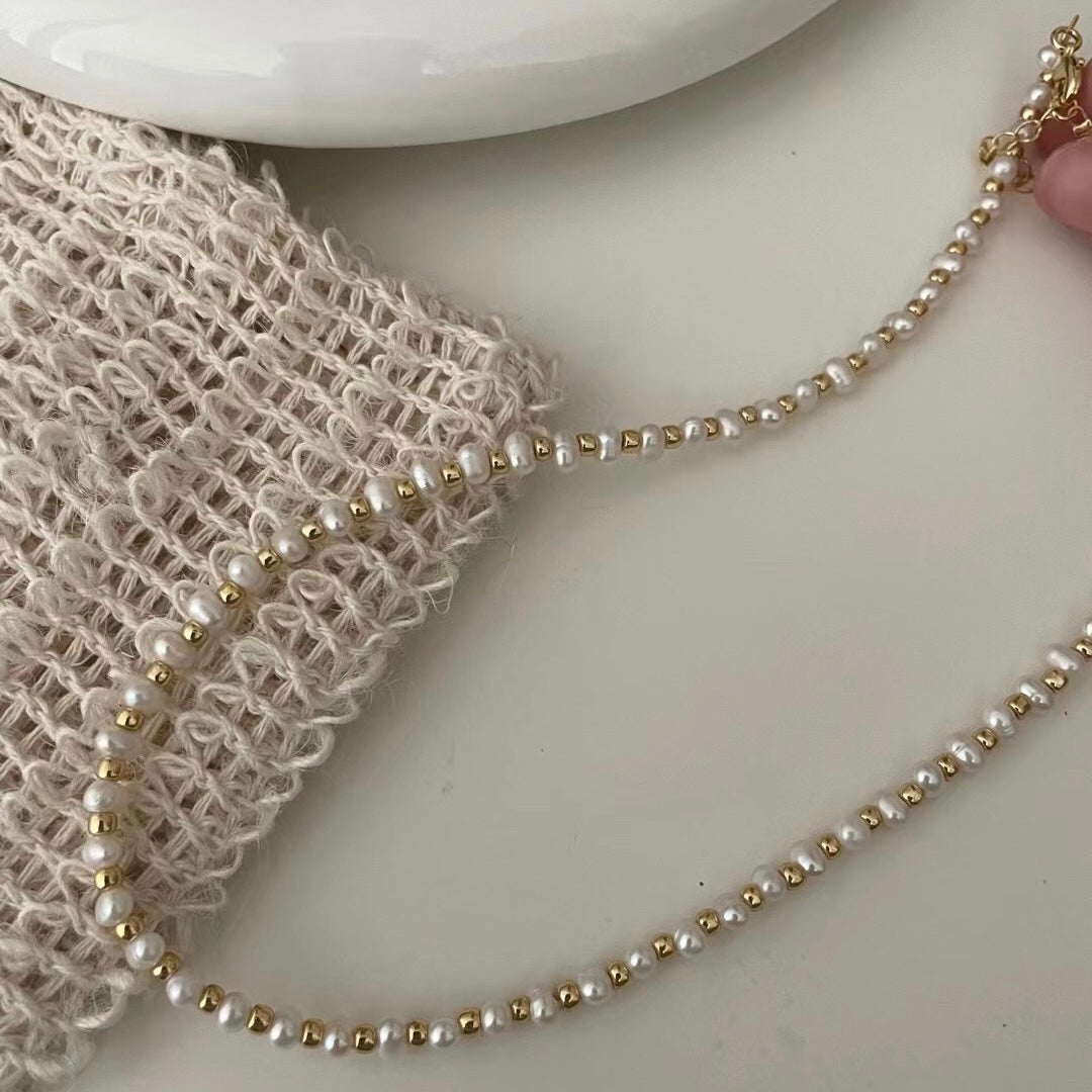 Belinda Gold Flat Bead Necklace Fairysbox