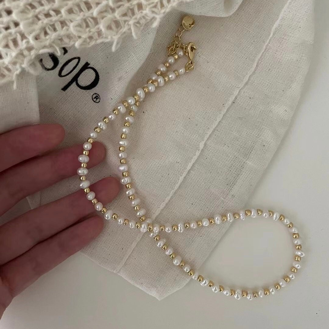 Belinda Gold Flat Bead Necklace Fairysbox